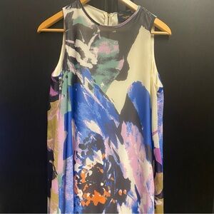 Taylor Floral Print Dress in Blue, Purple & Cream